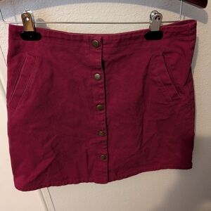 Harper Burgundy Corduroy Button-Front Short Skirt with Pockets Medium